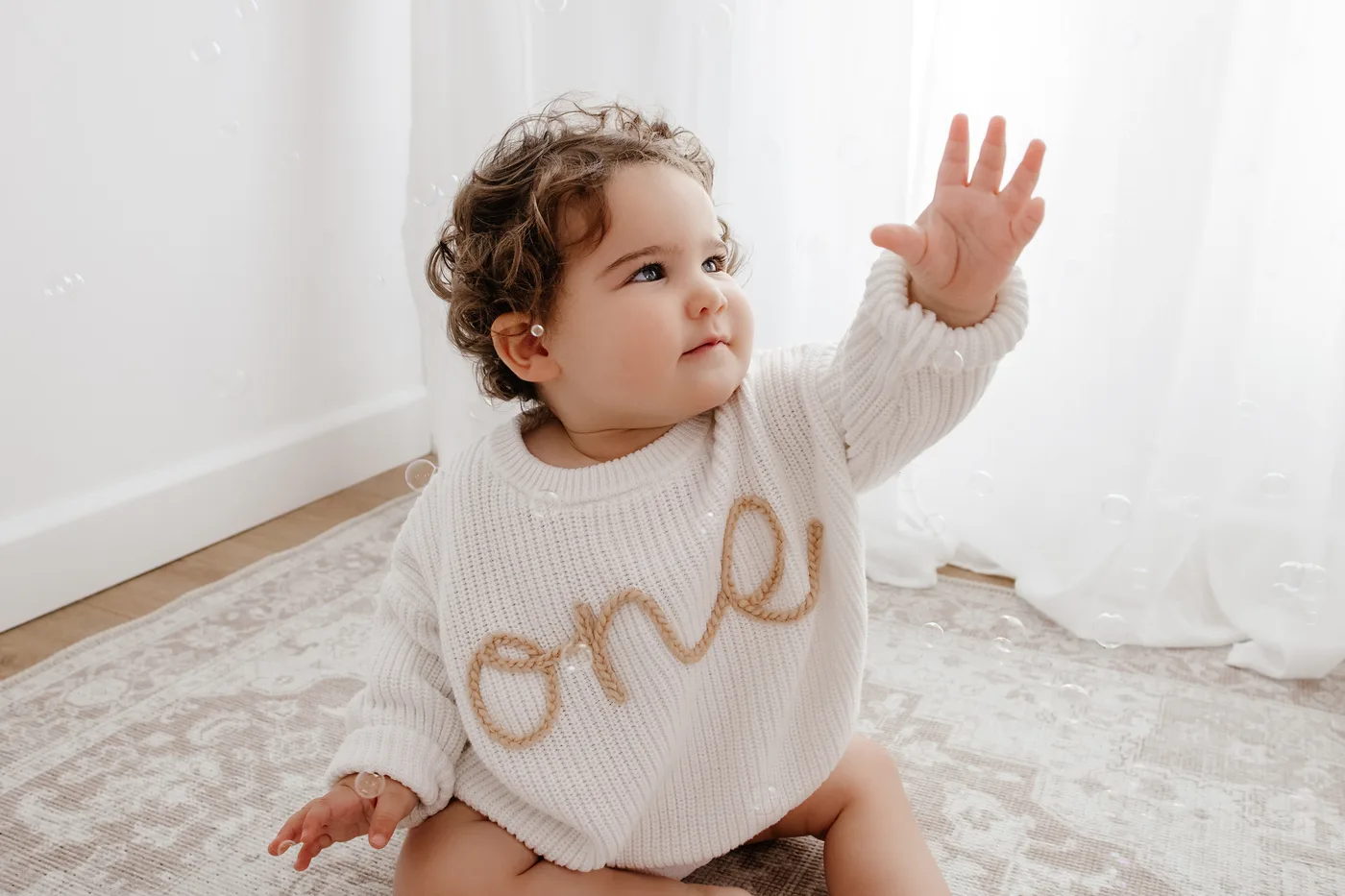 One-year-old celebrating in the studio